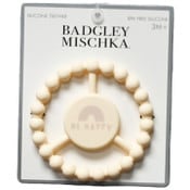 Wholesale - 1pc Silicone Peace Teether - Ivory "Be Happy" Rainbow C/P 100, UPC: 195010139533